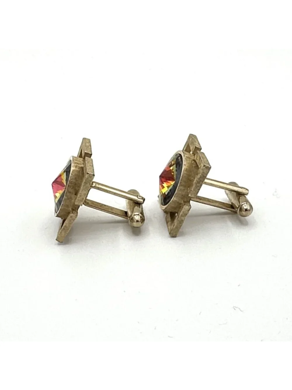 DANTE multicolor rivoli cufflinks - vtg midcentury modern gold-tone cuff links